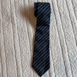 Lanvin Paris‎ Tie Men's Vintage Pure Silk Navy Green Pink Stripes Made In France